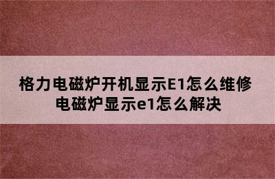 格力电磁炉开机显示E1怎么维修 电磁炉显示e1怎么解决